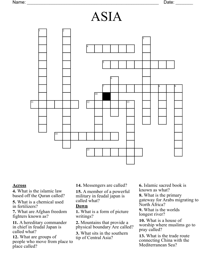 ASIA Crossword WordMint