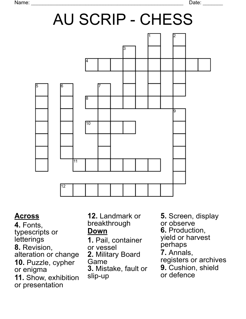 AU SCRIP CHESS Crossword WordMint