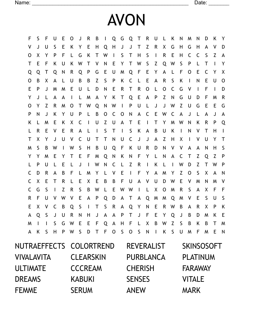 AVON Word Search WordMint