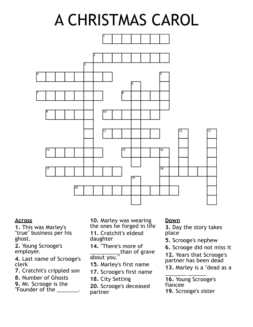 A Christmas Carol Crossword WordMint