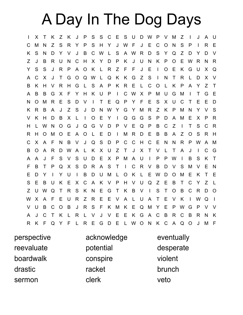 DOG DAYS Crossword WordMint