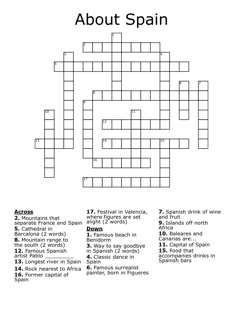 About Spain Crossword WordMint