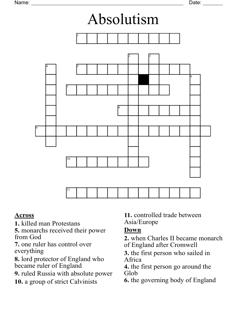 Absolutism Crossword WordMint
