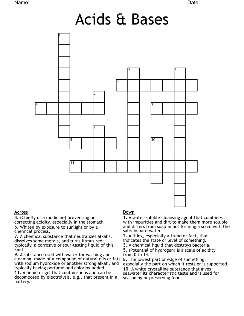 Acids & Bases Crossword - WordMint