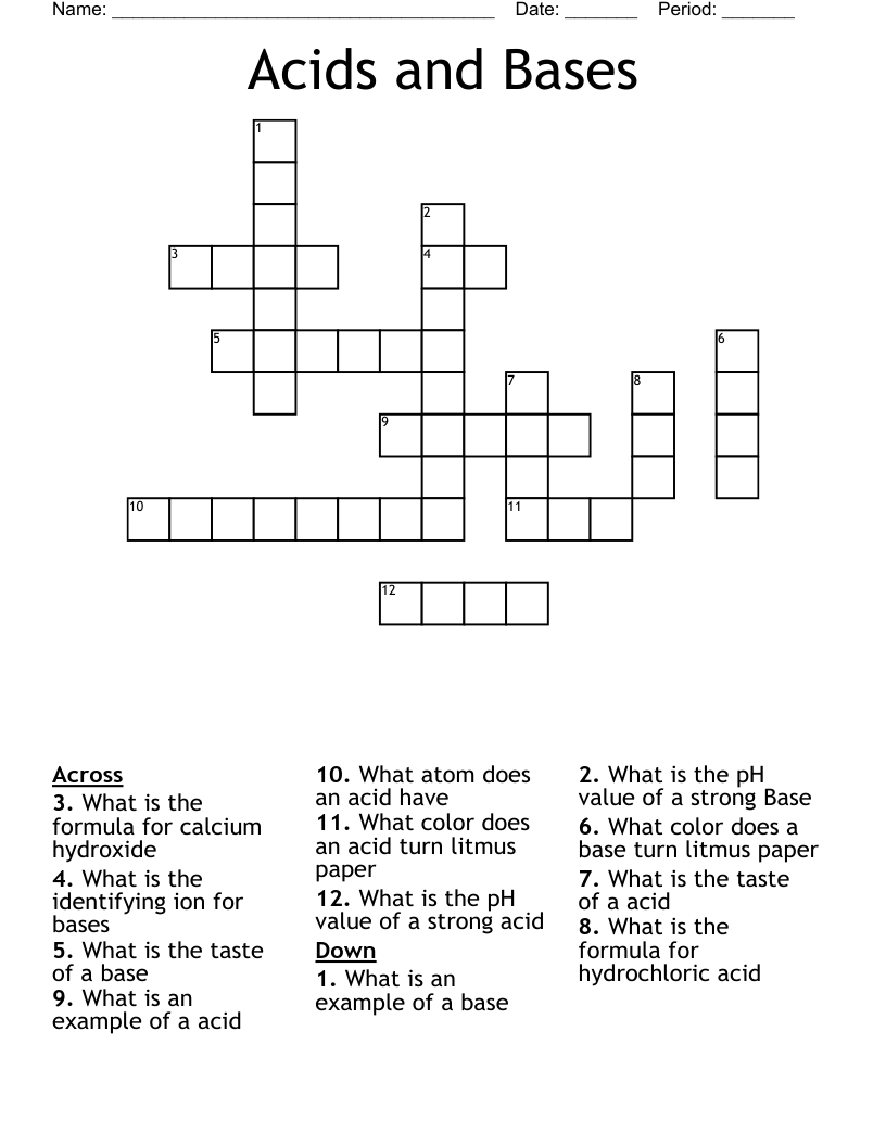 Acids and Bases Crossword WordMint