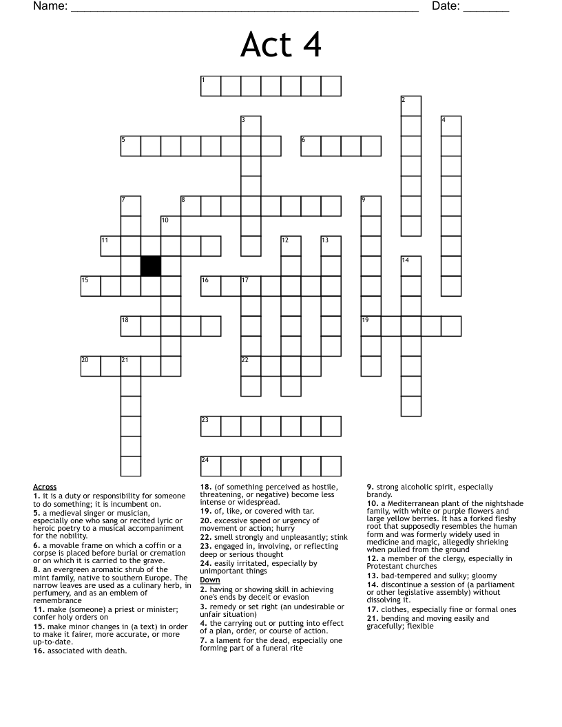 Act 4 Crossword WordMint
