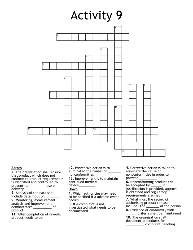 Activity 9 Crossword - WordMint