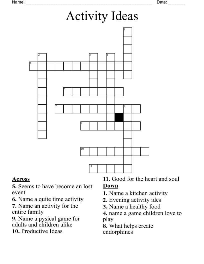 Activity Ideas Crossword - WordMint