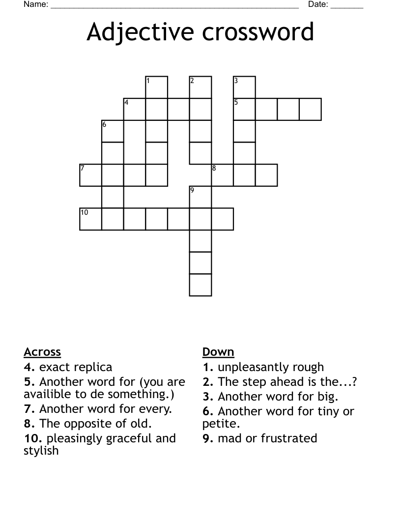 Adjective crossword WordMint