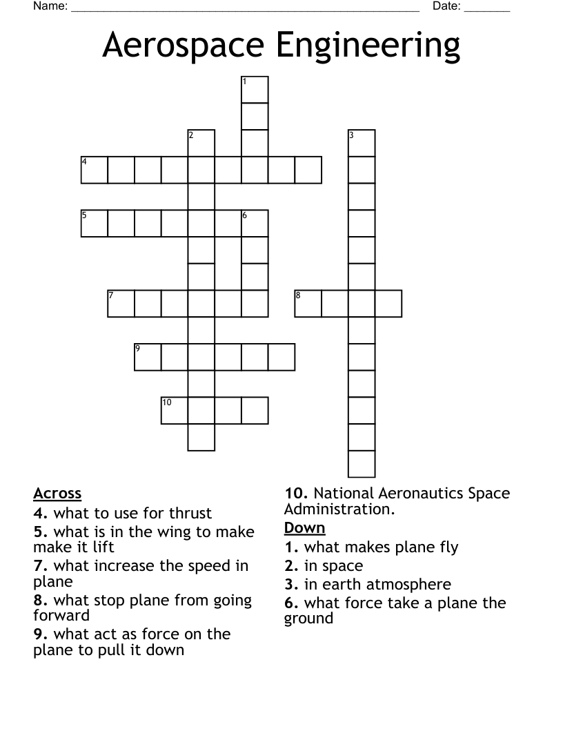 Aerospace Engineering Crossword - WordMint