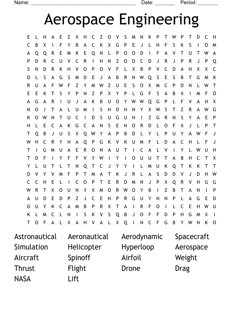 Aerospace Engineering Word Search WordMint