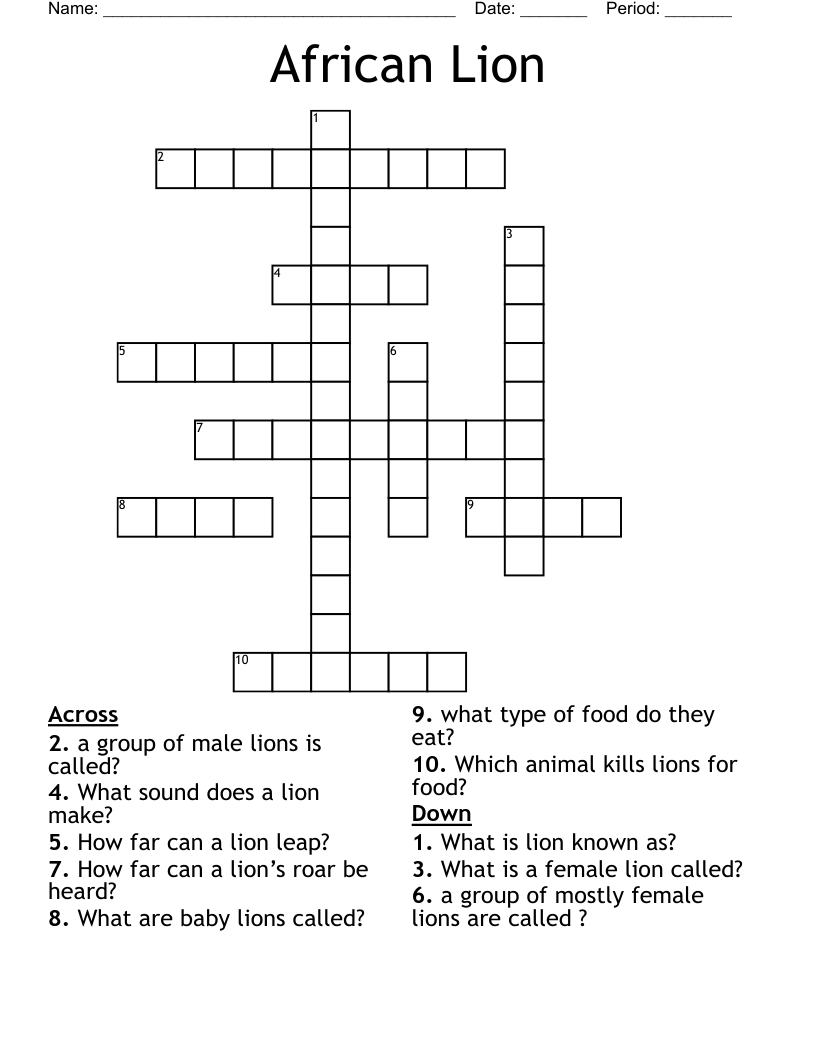 Lion Word search WordMint