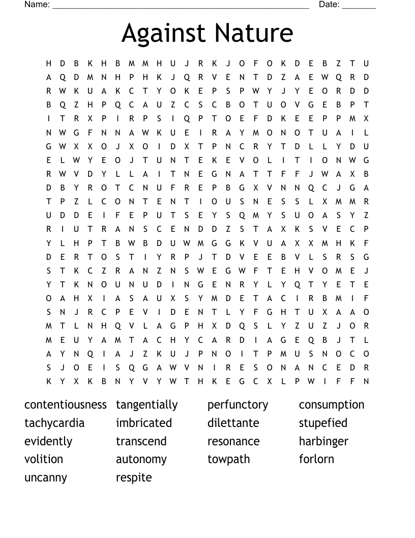 Against Nature Word Search WordMint