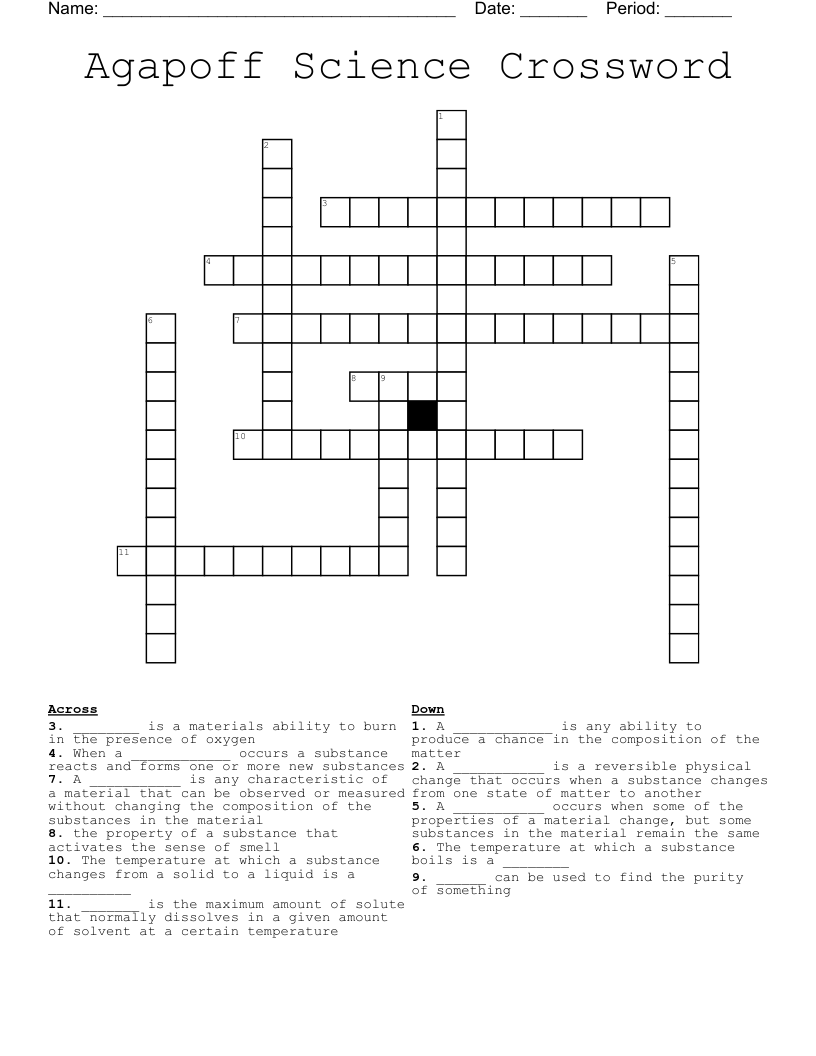Agapoff Science Crossword WordMint