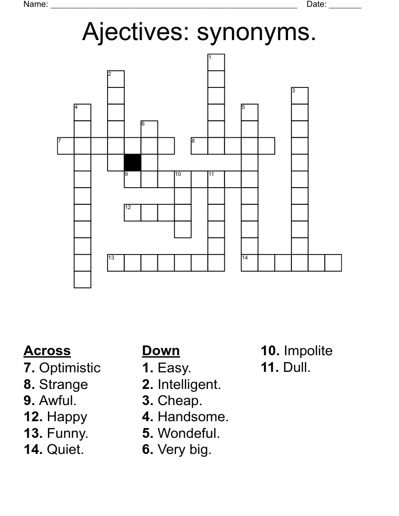 Ajectives synonyms. Crossword WordMint
