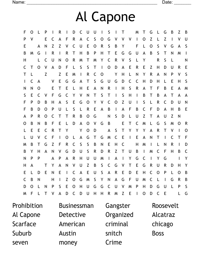 Al Capone Word Search WordMint