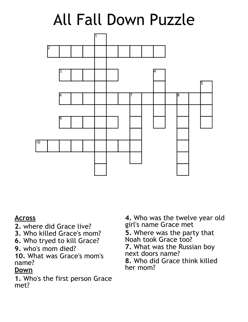 All Fall Down Puzzle Crossword WordMint