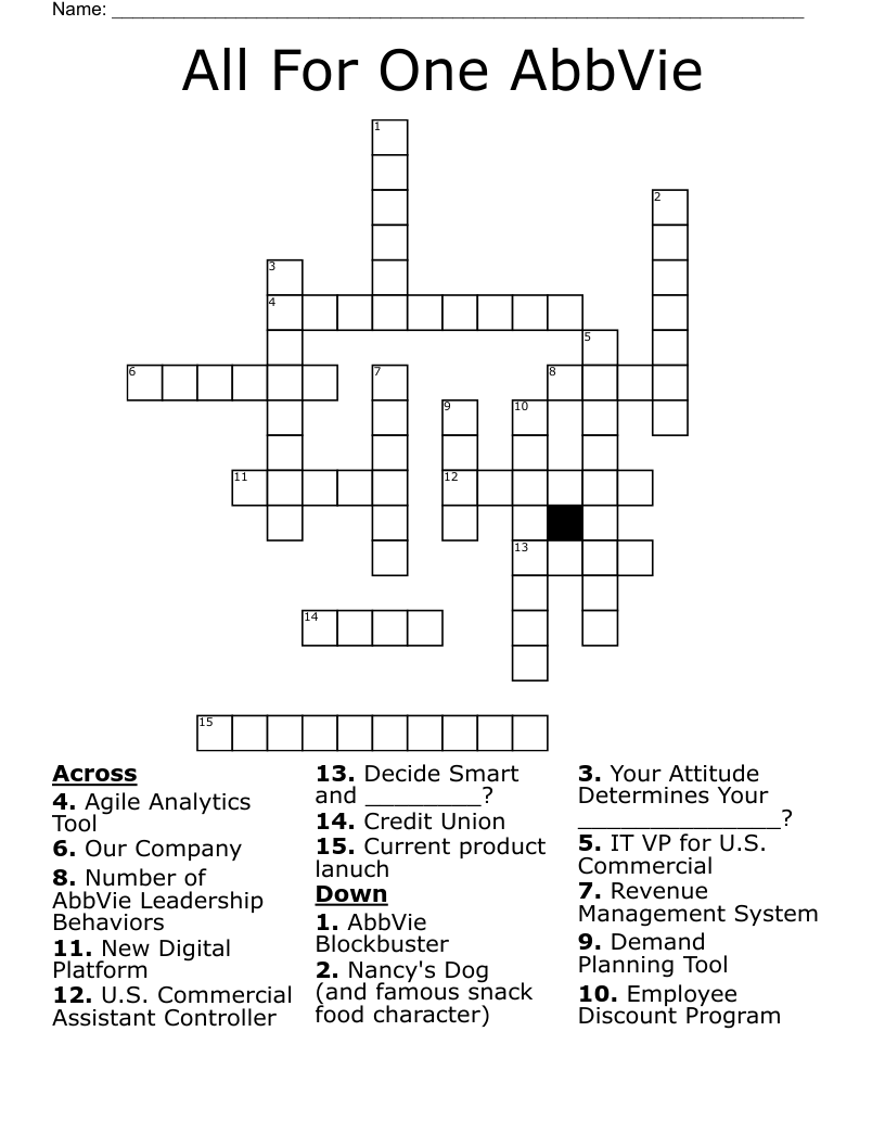 All For One AbbVie Crossword WordMint