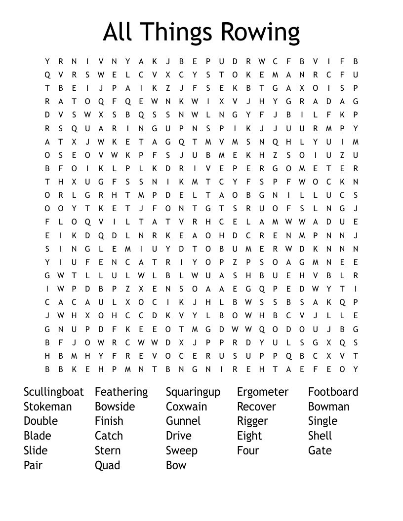 All Things Rowing Word Search WordMint