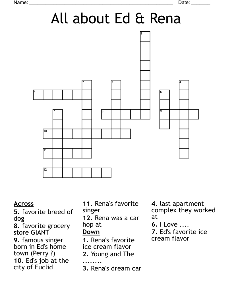 All about Ed & Rena Crossword WordMint