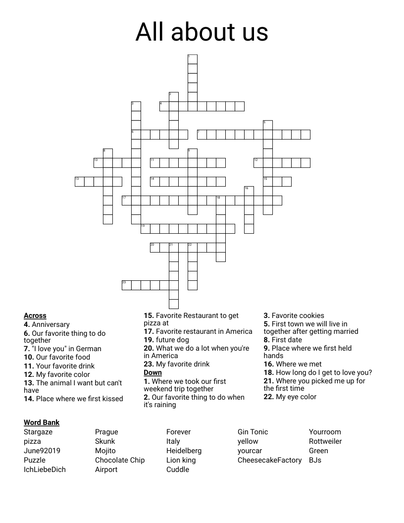 Restaurants Crosswords, Word Searches, Bingo Cards WordMint