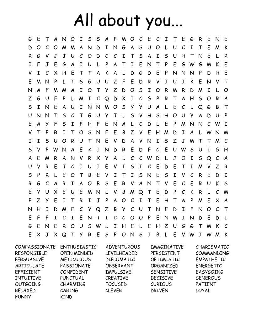 Your 50 Words Word Search WordMint