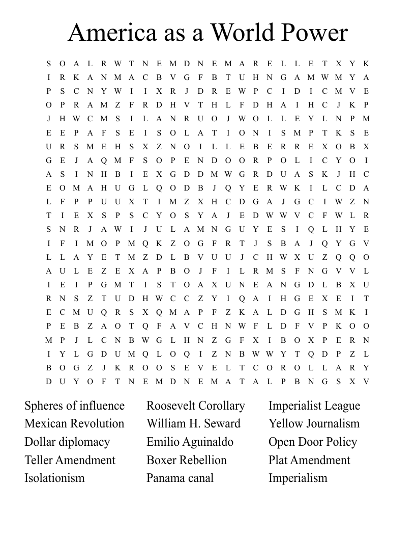American Imperialism Word Search WordMint
