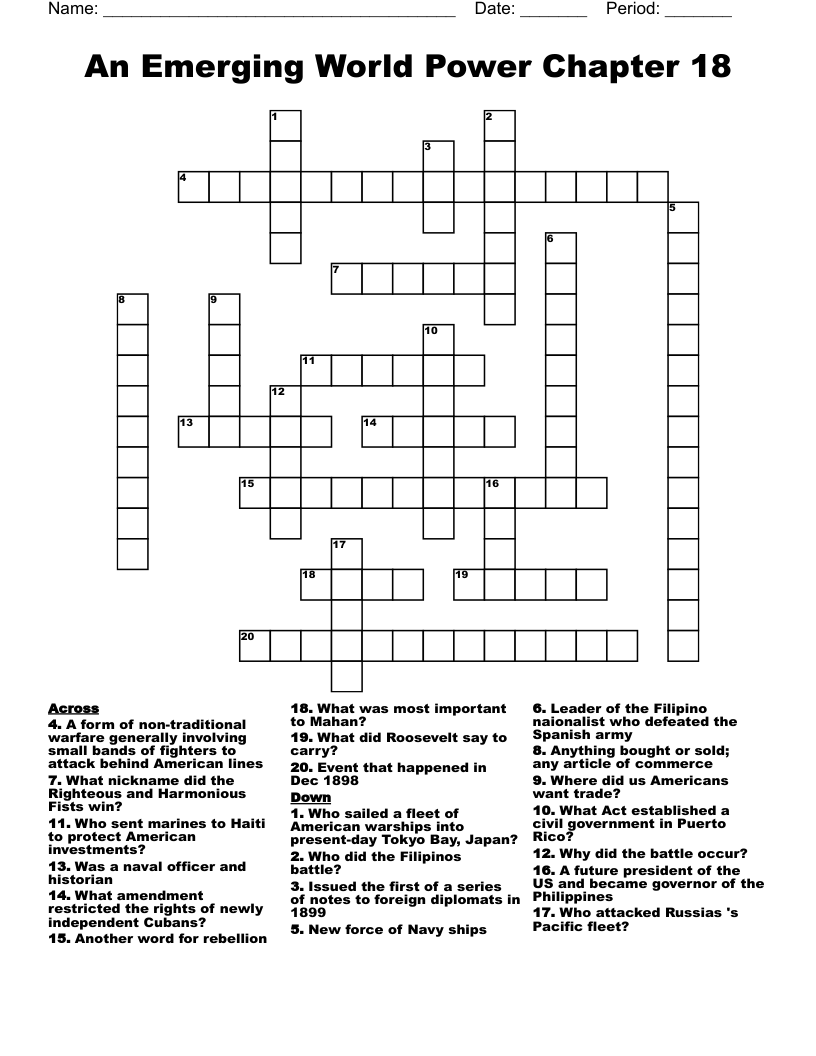 An Emerging World Power Chapter 18 Crossword WordMint
