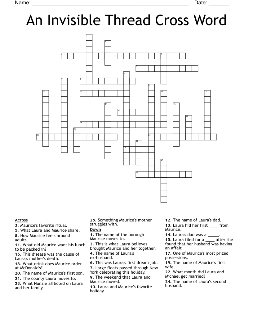 An Invisible Thread Cross Word WordMint