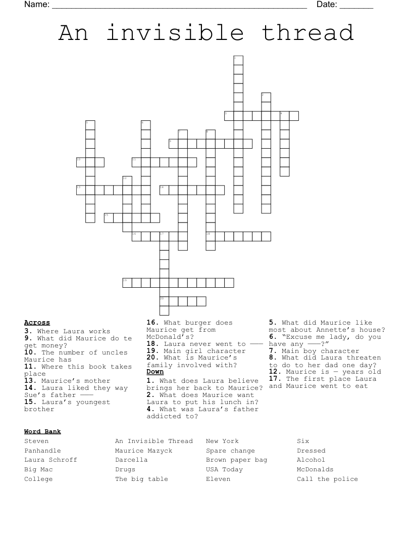 An invisible thread Crossword WordMint