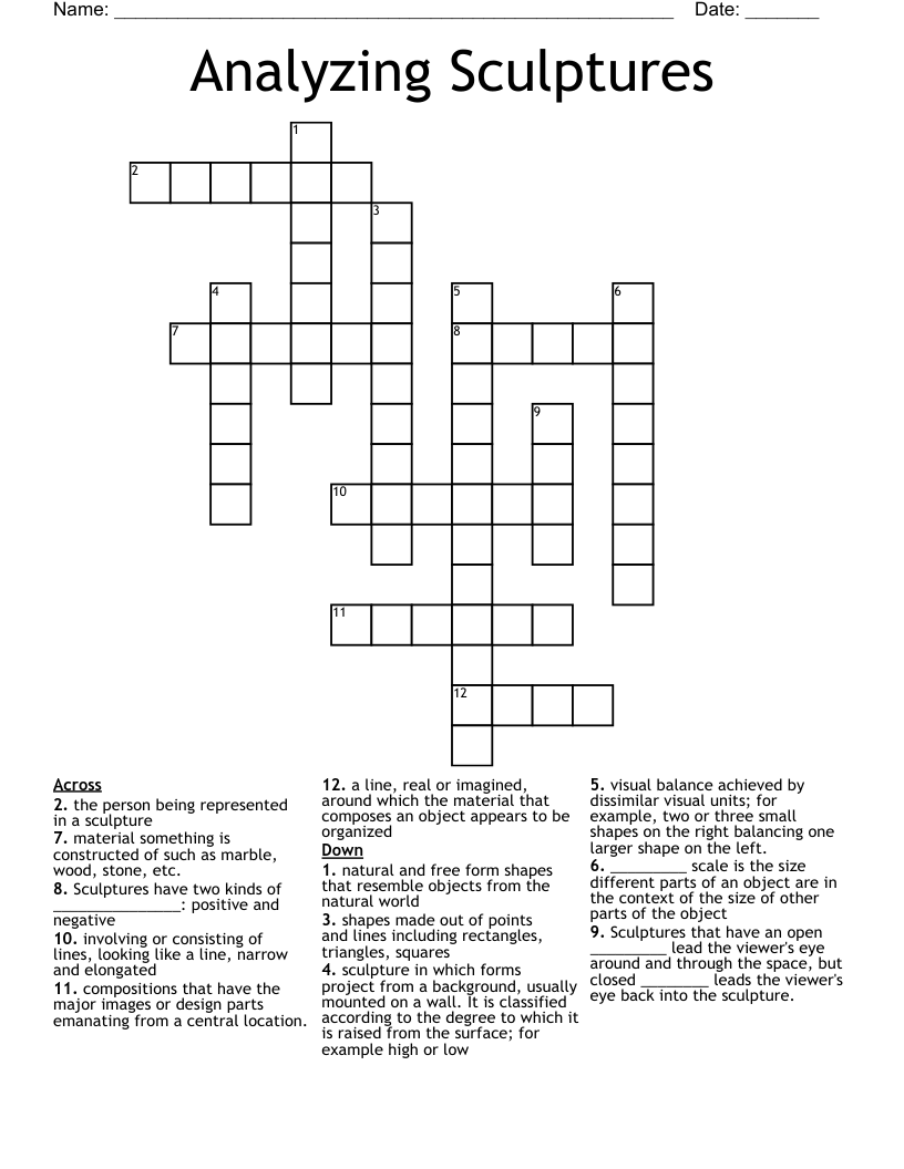 Analyzing Sculptures Crossword WordMint