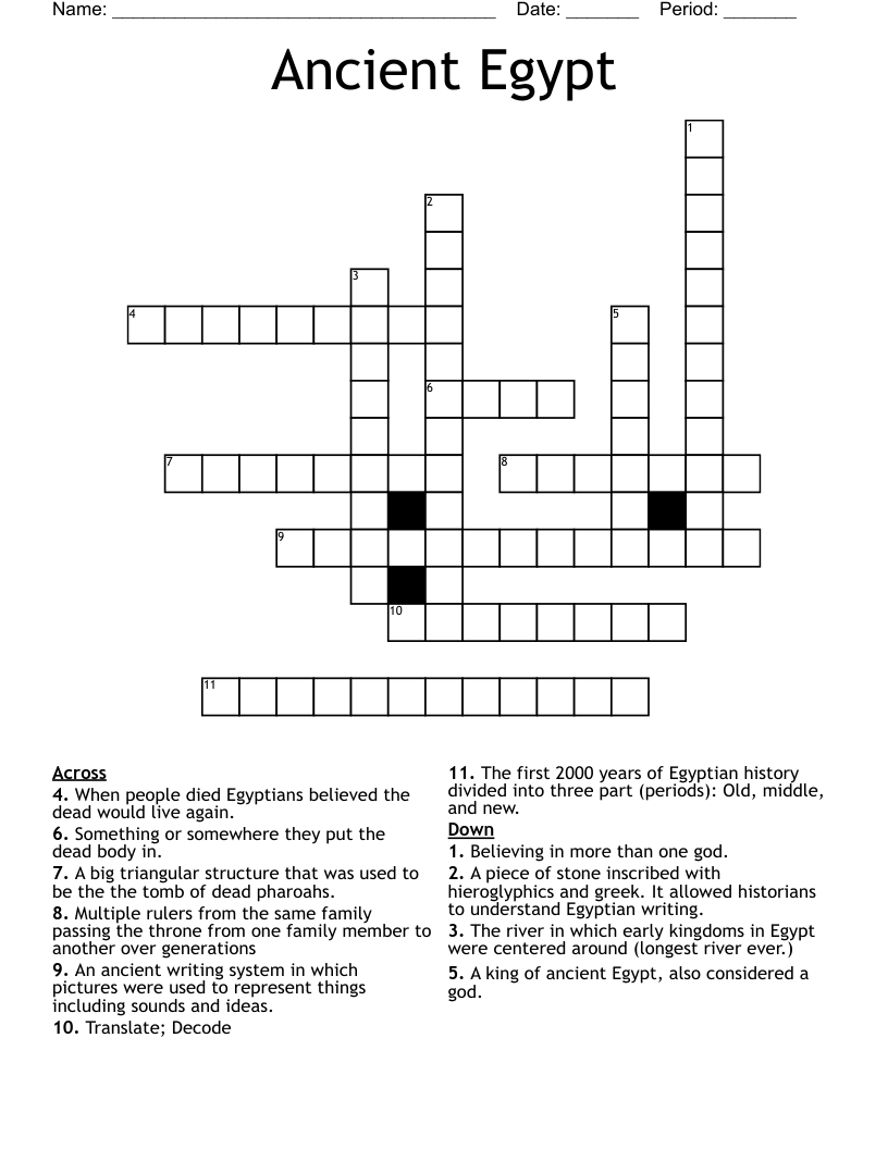 Ancient Egypt Crossword WordMint
