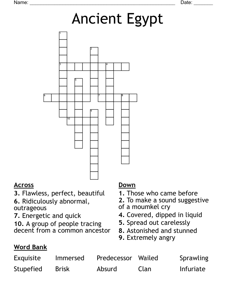Ancient Egypt Crossword Puzzle