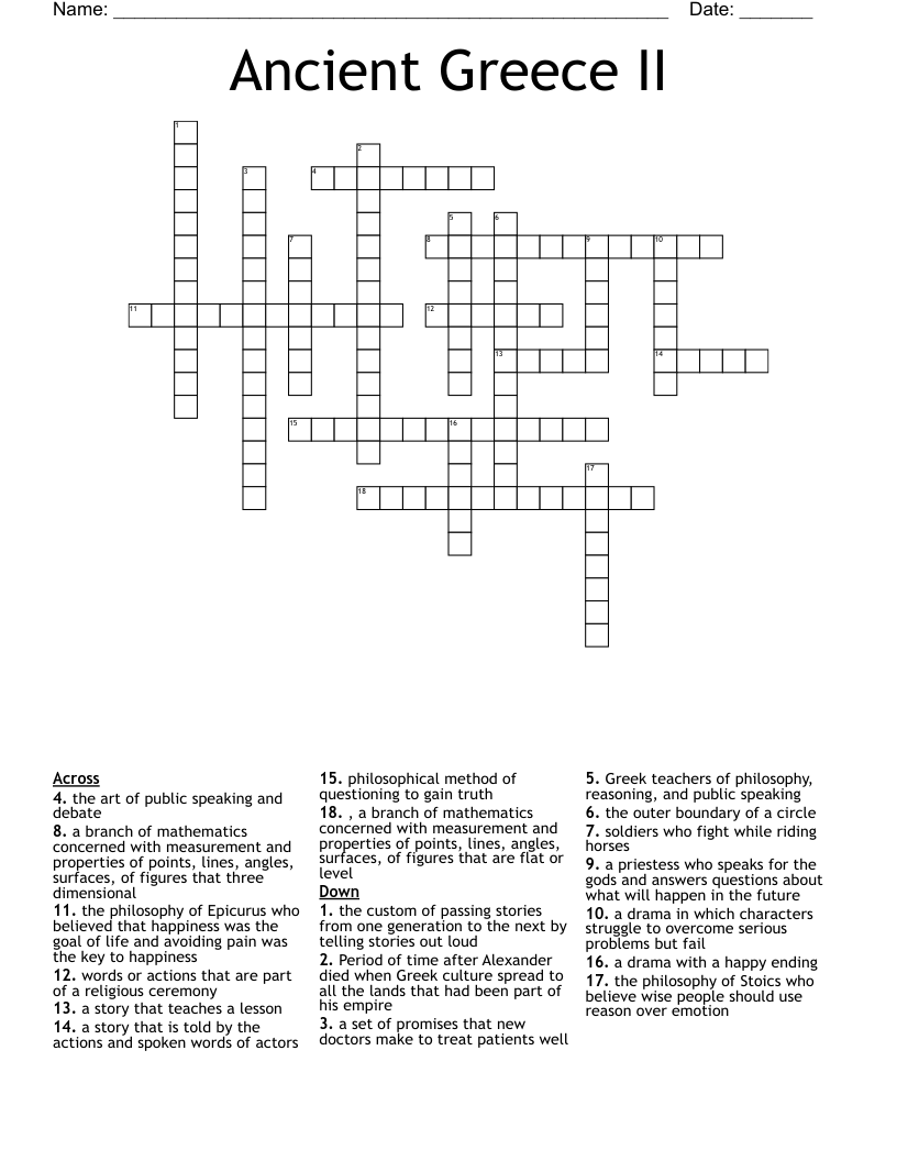 Ancient Greece II Crossword WordMint