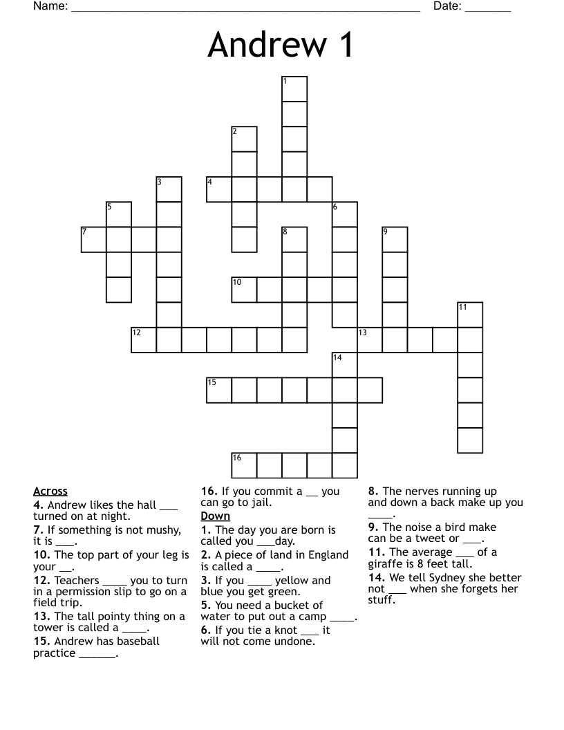 Andrew 1 Crossword WordMint