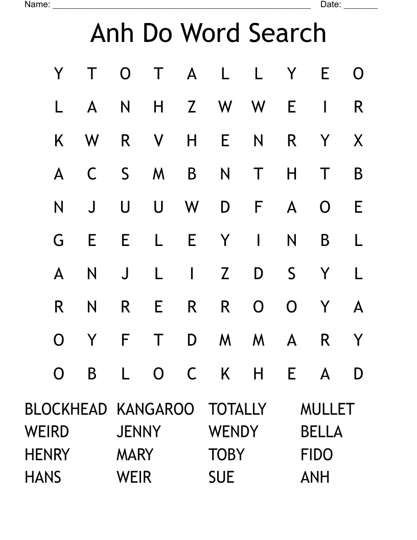 Anh Do Word Search WordMint