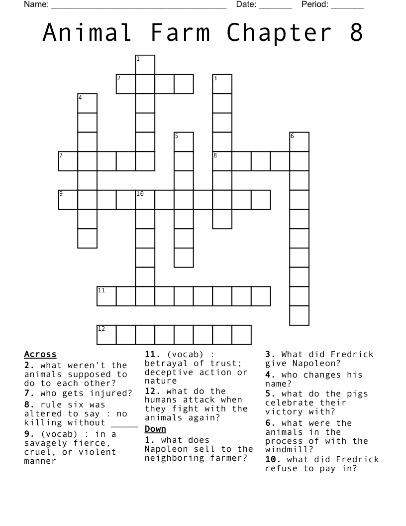 Animal Farm Chapter 8 Crossword WordMint