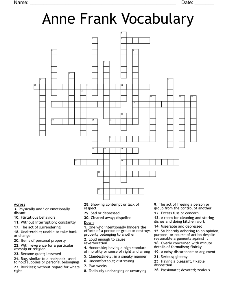 Similar to VOCABULARY PUZZLE Crossword WordMint