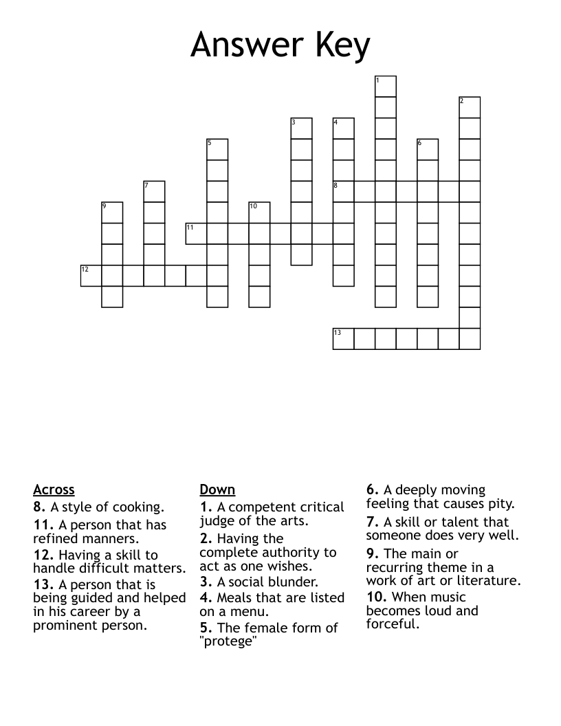 Answer Key Crossword WordMint
