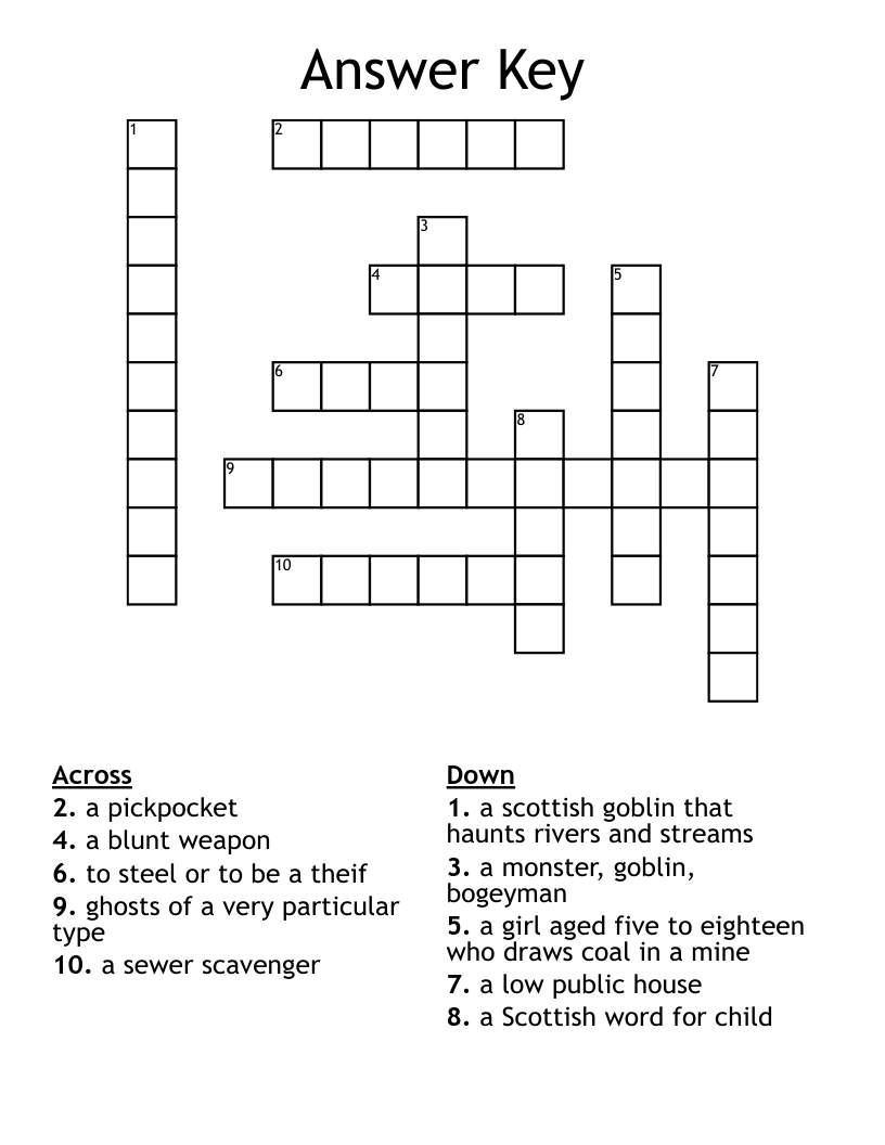 Answer Key Crossword WordMint
