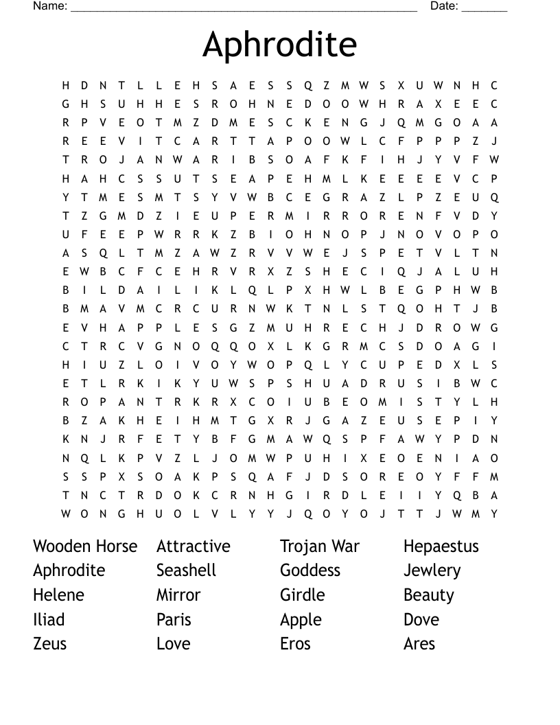 Aphrodite Word Search WordMint