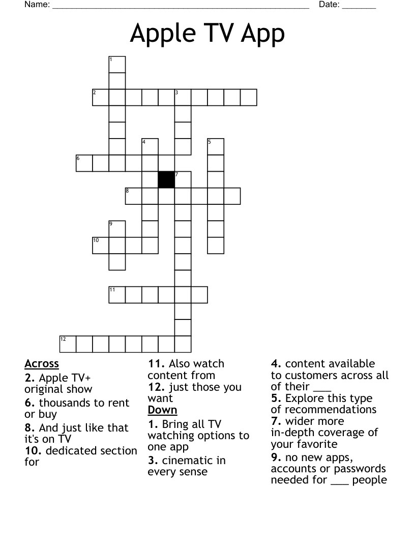 Apple TV App Crossword WordMint