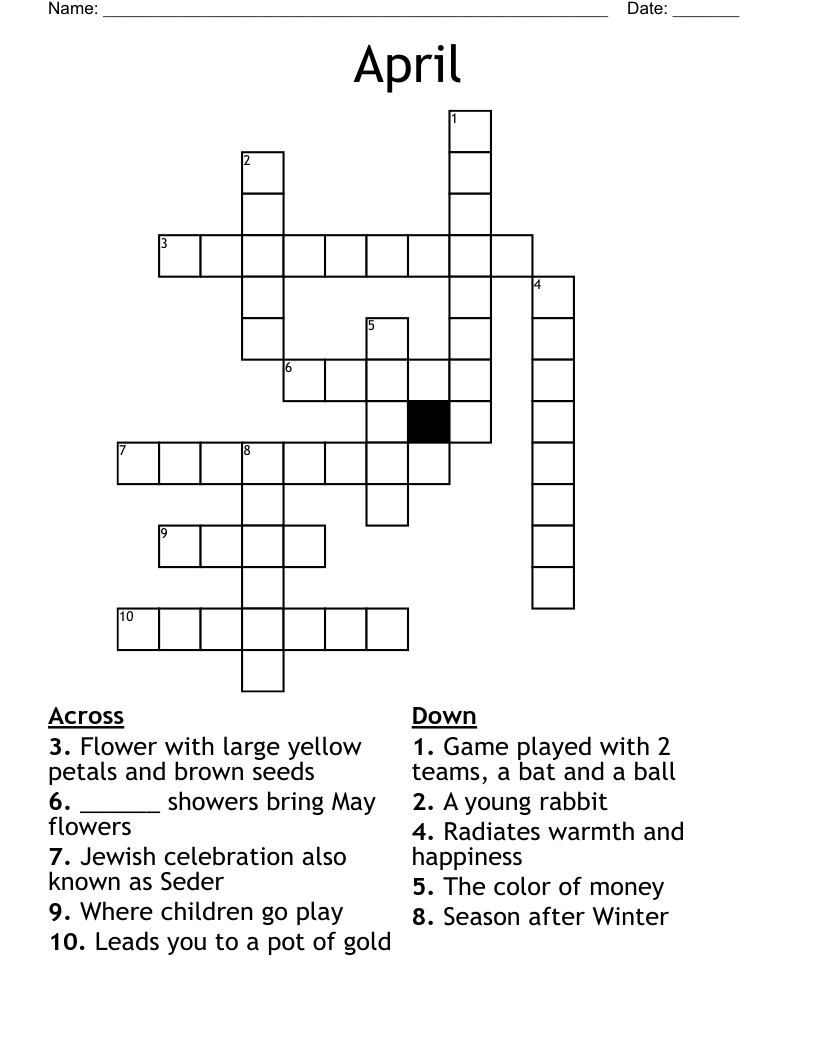 April Crossword WordMint