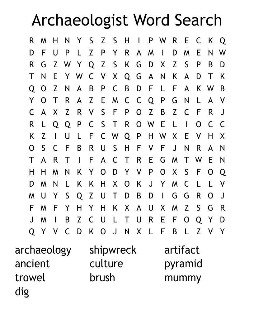 Archaeologist Word Search WordMint