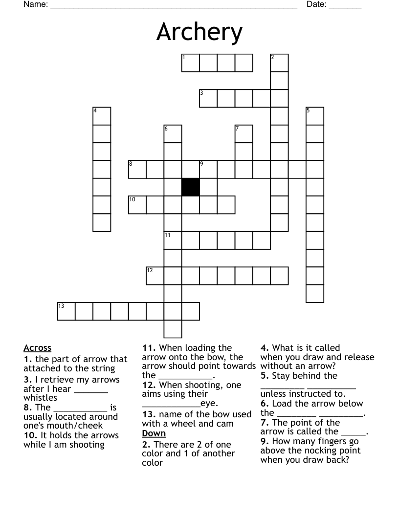 Archery Crossword WordMint