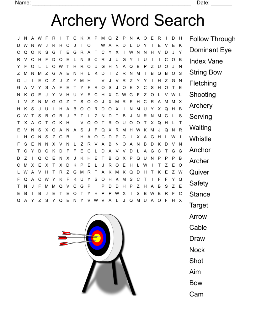 Archery Word Search WordMint