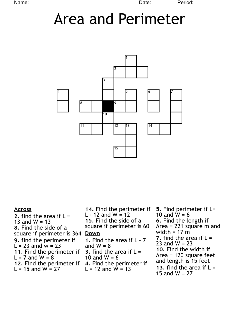 Carpet Area Measurement Crossword Puzzle