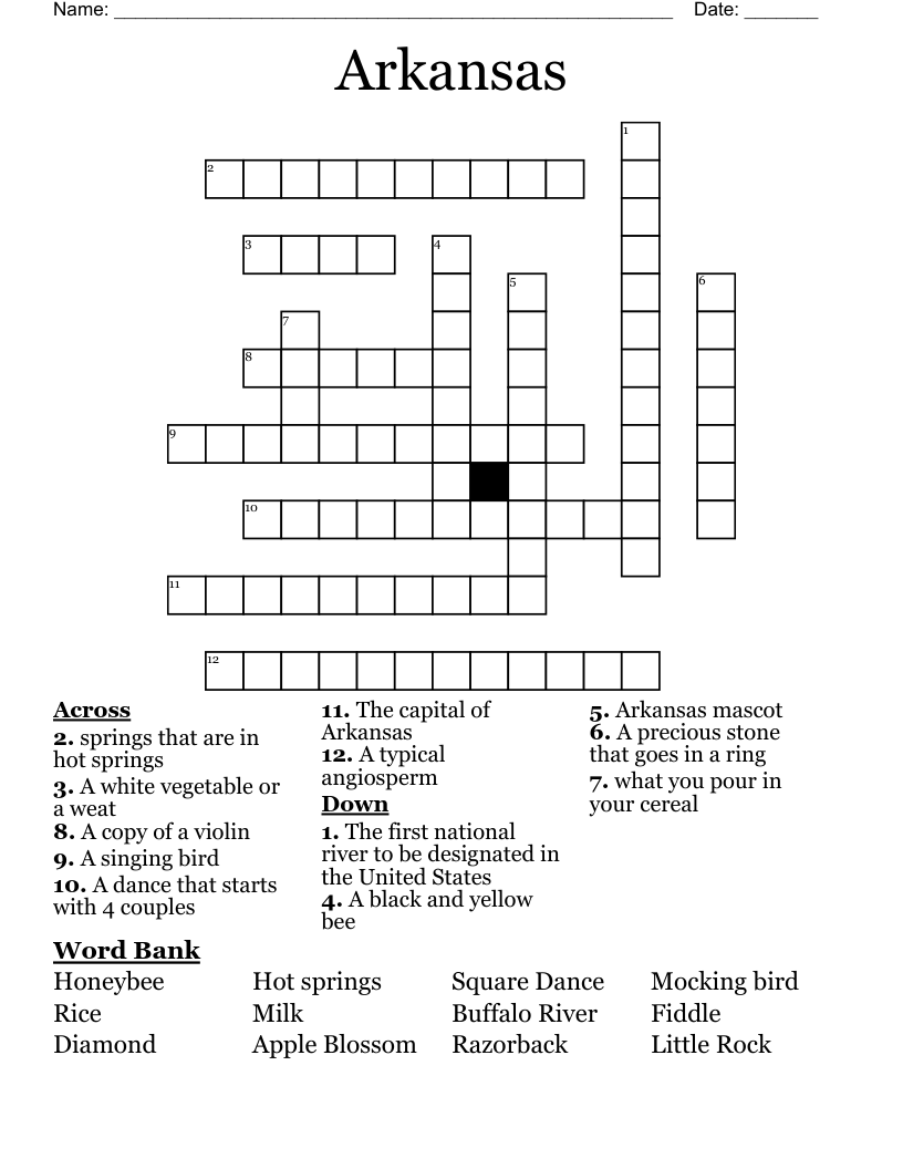 Arkansas Crossword WordMint
