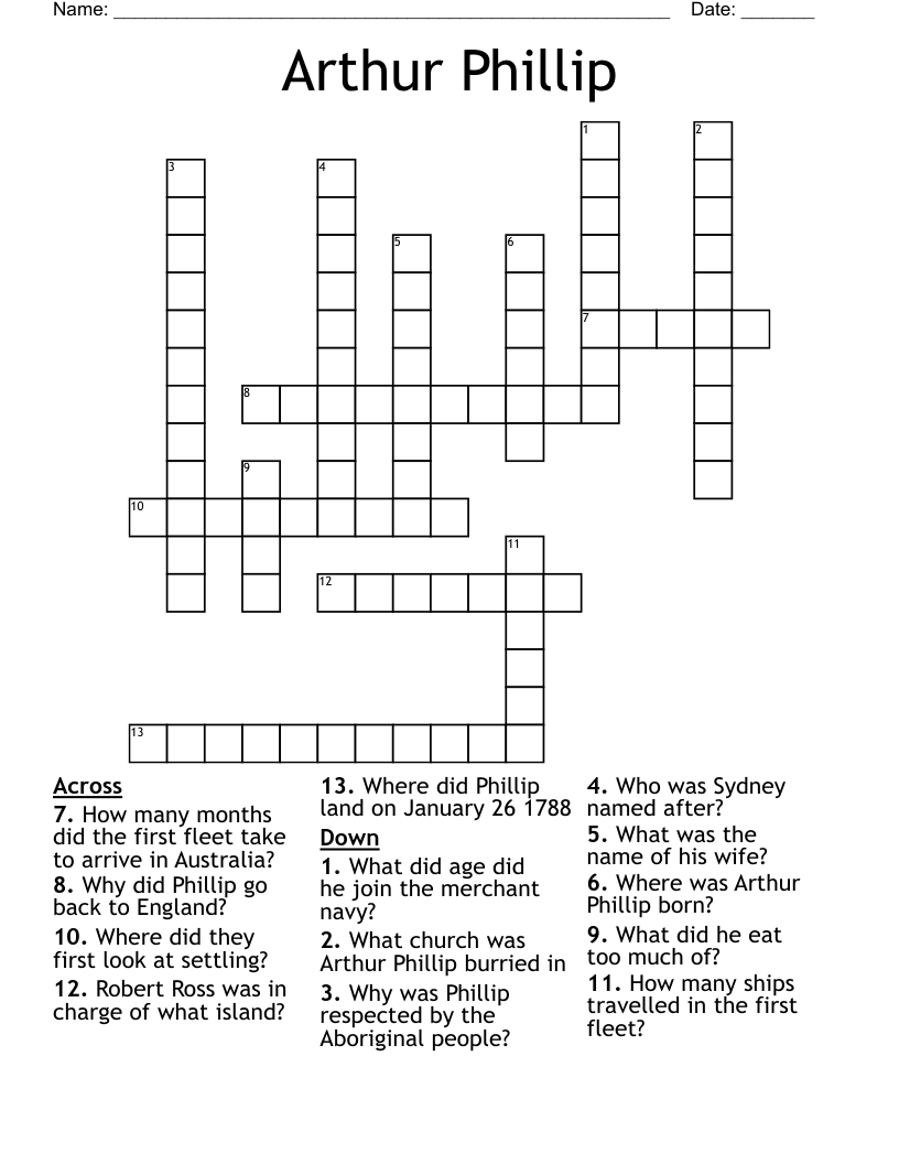 THE FIRST FLEET Crossword WordMint