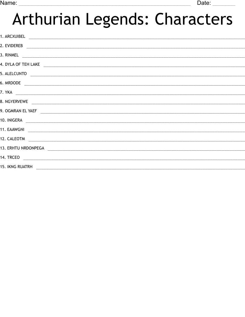 sir launcelot story Crossword WordMint